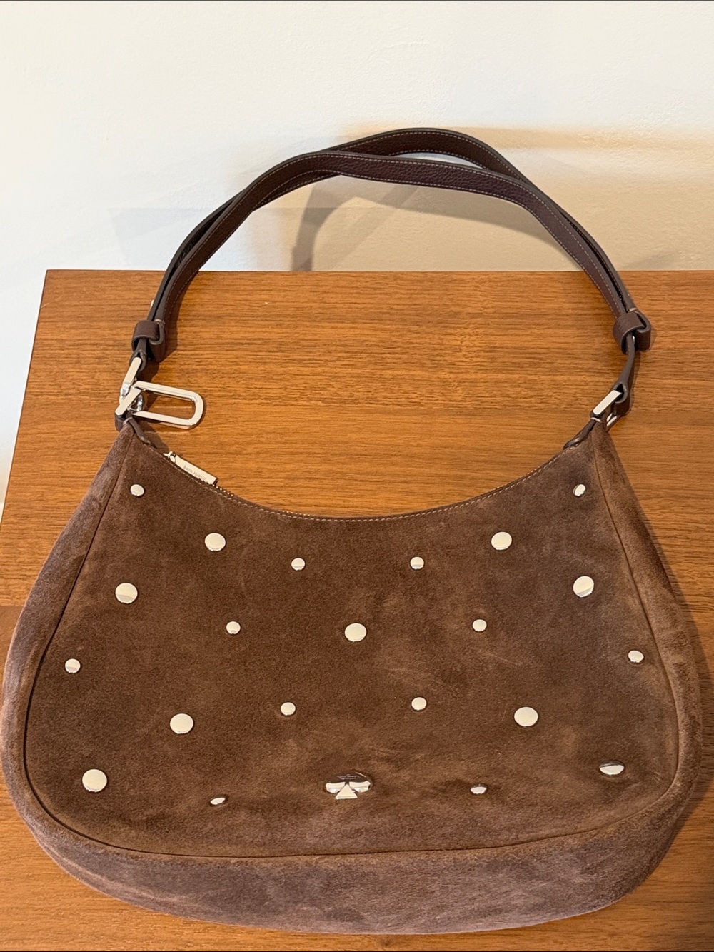 Kate Spade Brown Suede Studded Hobo Shoulder Bag